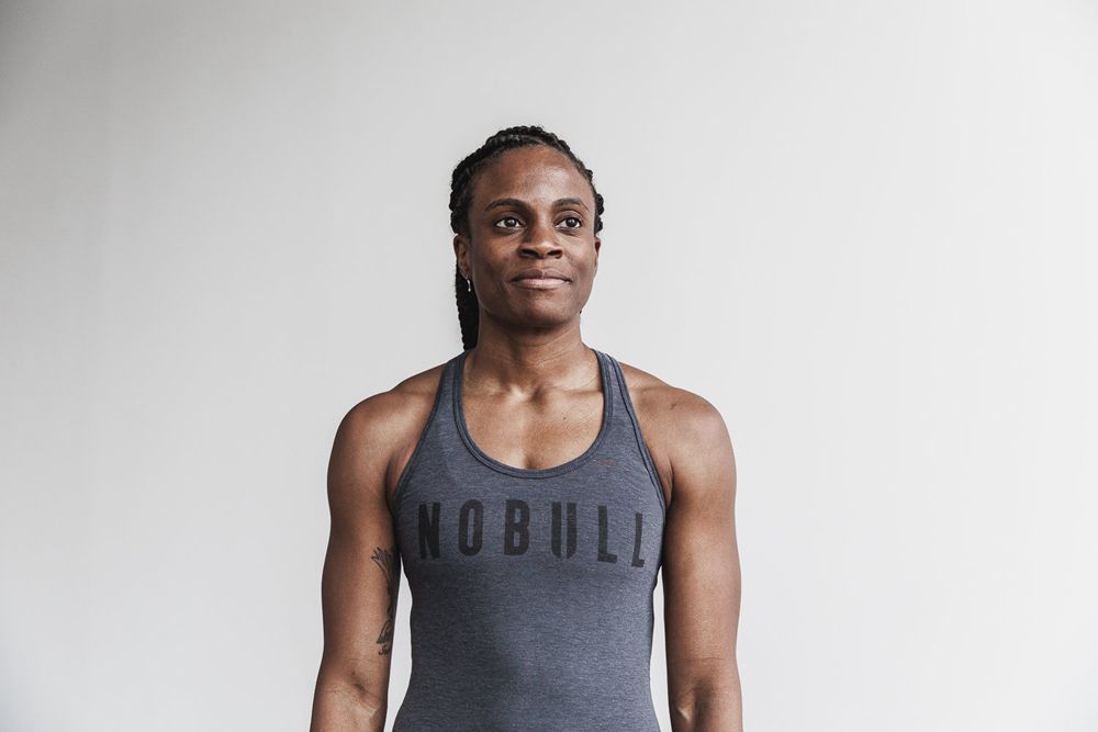 NOBULL Women's Racerback Tank Tops - Charcoal - Ireland (8921UNMPA)